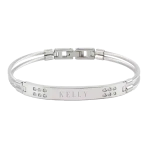 Bangle Bracelet Silver with Crystal