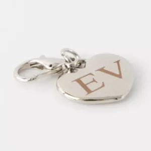 Silver Heart Charm Keychain Holder with Custom Engraving