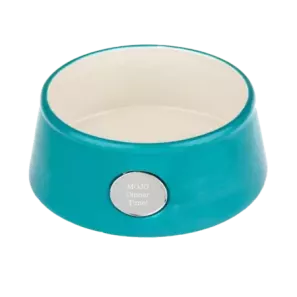 Ceramic Pet Bowl with Engravable Plate