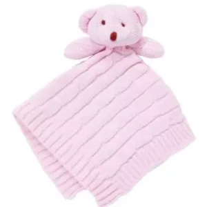 Custom Knit Security Blanket - Pink Bear