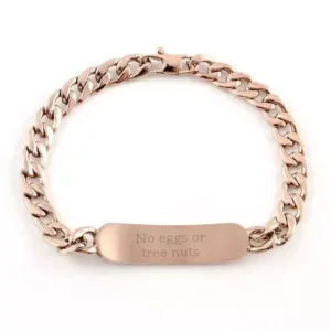 Custom Engraved Medical Rose Gold Ladies Bracelet