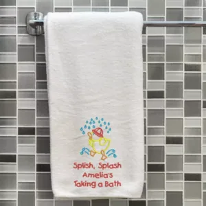 Personalized Plush White Bath Towel