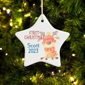 First Christmas ceramic star ornament
