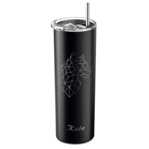 Custom Engraved Vacuum Tumbler - Geometric Bear Head
