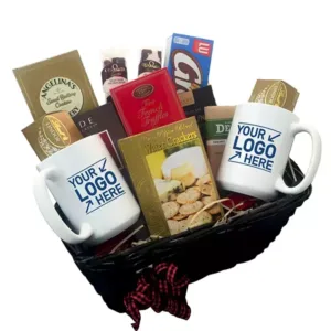 Gourmet Basket with Custom Mugs