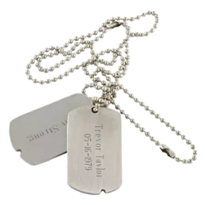 Military Style Dog Tags with Custom Engraving - Set of 2