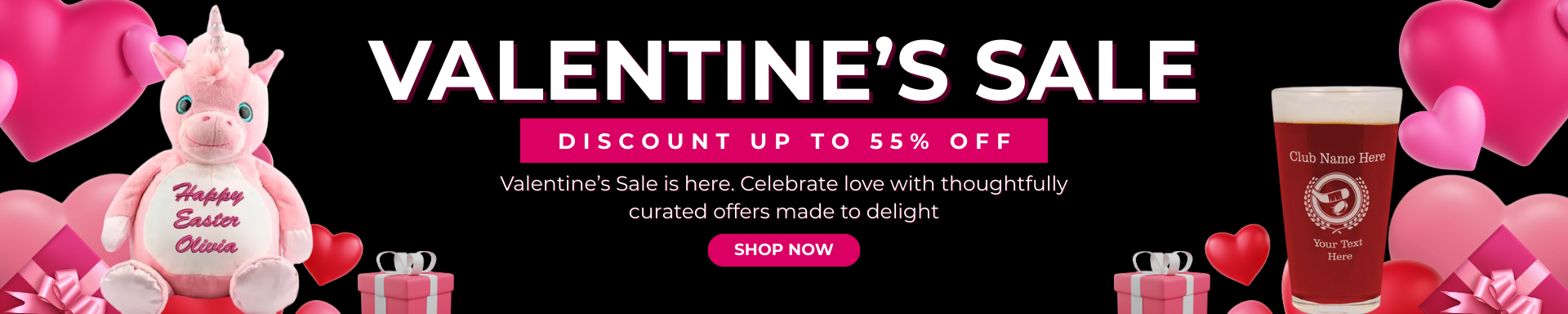 Pink Modern Valentine' Sale Reddit Banner
